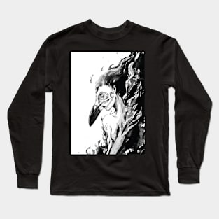 Raven Girl - Black Magic Skull Ink Painting Long Sleeve T-Shirt